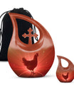 Personalized Chicken Urn design with Cross Drop 