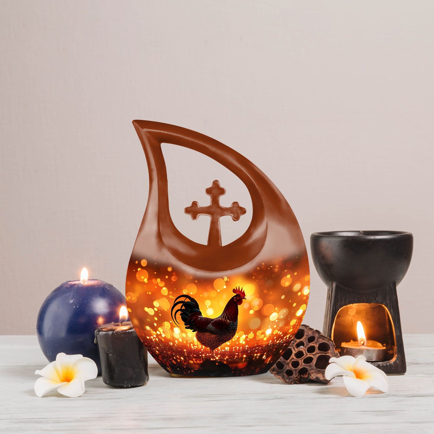 10-inch Chicken Urn fashioned from with Cross 