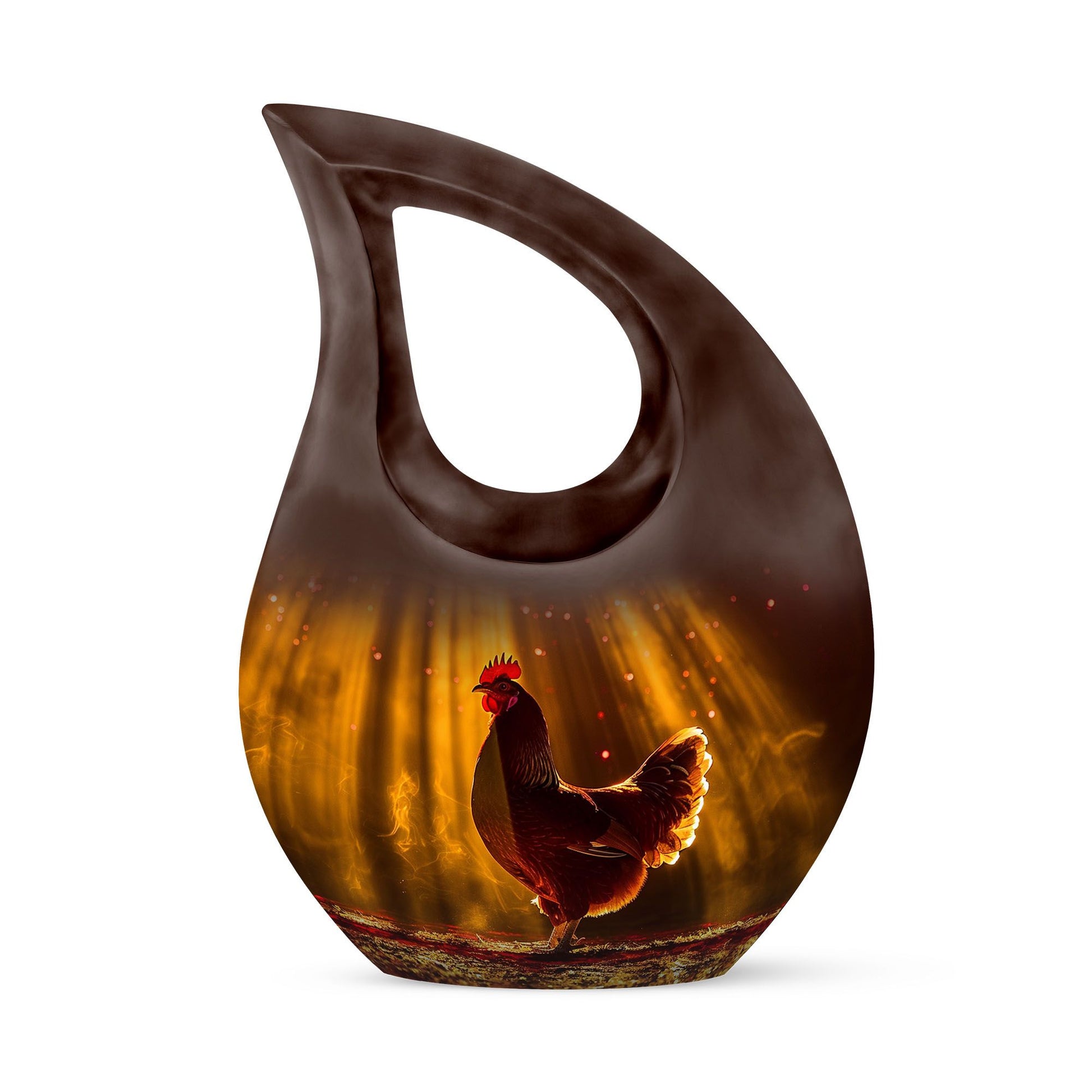 Cross Drop Chicken Theme 10 Inch Aluminium Large Cremation Container Urn 