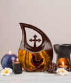 Cross Drop Chicken Theme 10 Inch Aluminium Large Cremation Container Urn 