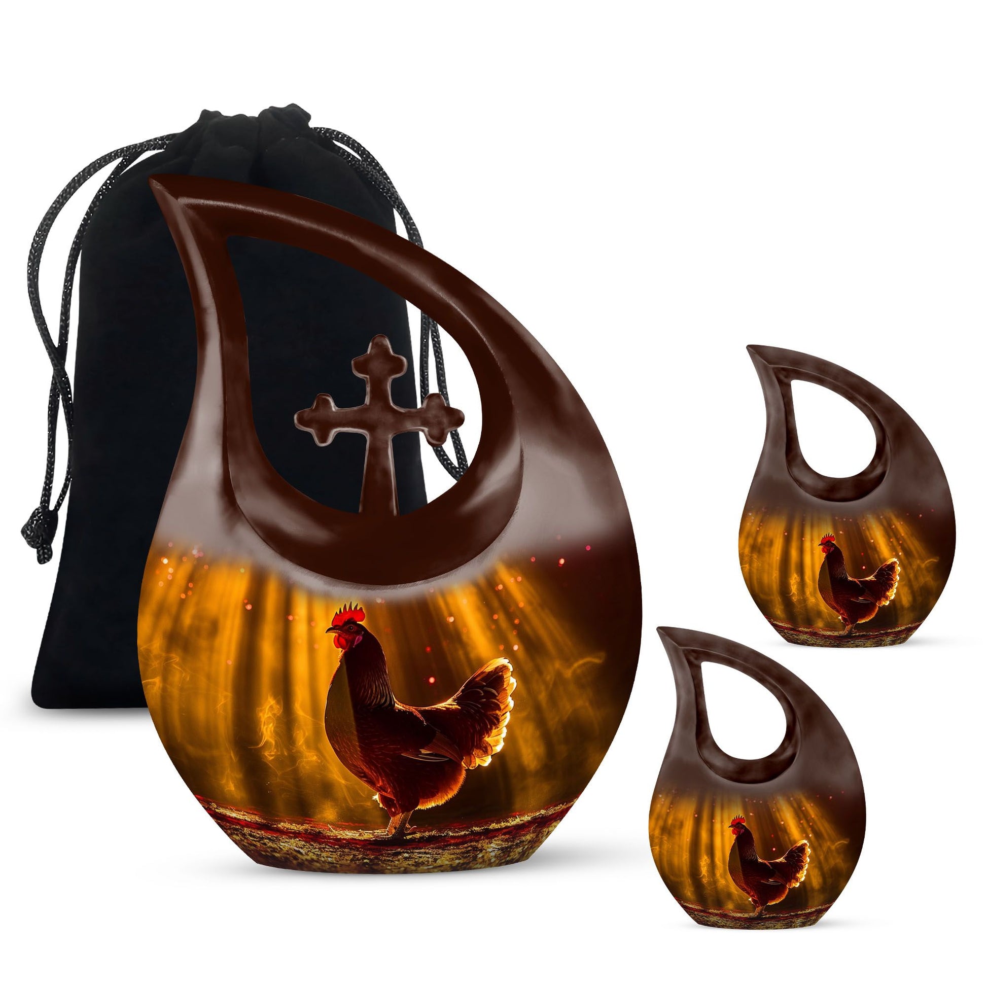 Cross Drop Chicken Memorial Urn, Specialized Cremation Container, Large Size Aluminium