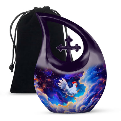 10-inch Chicken Themed Cross Drop Urn for Human Ashes 