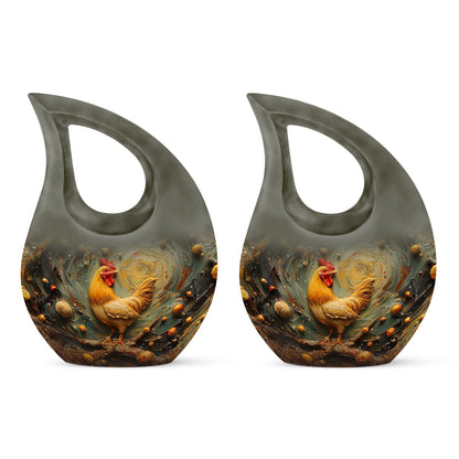 Affordable Chicken Themed 10-inch Cross Drop Cremation Urn 