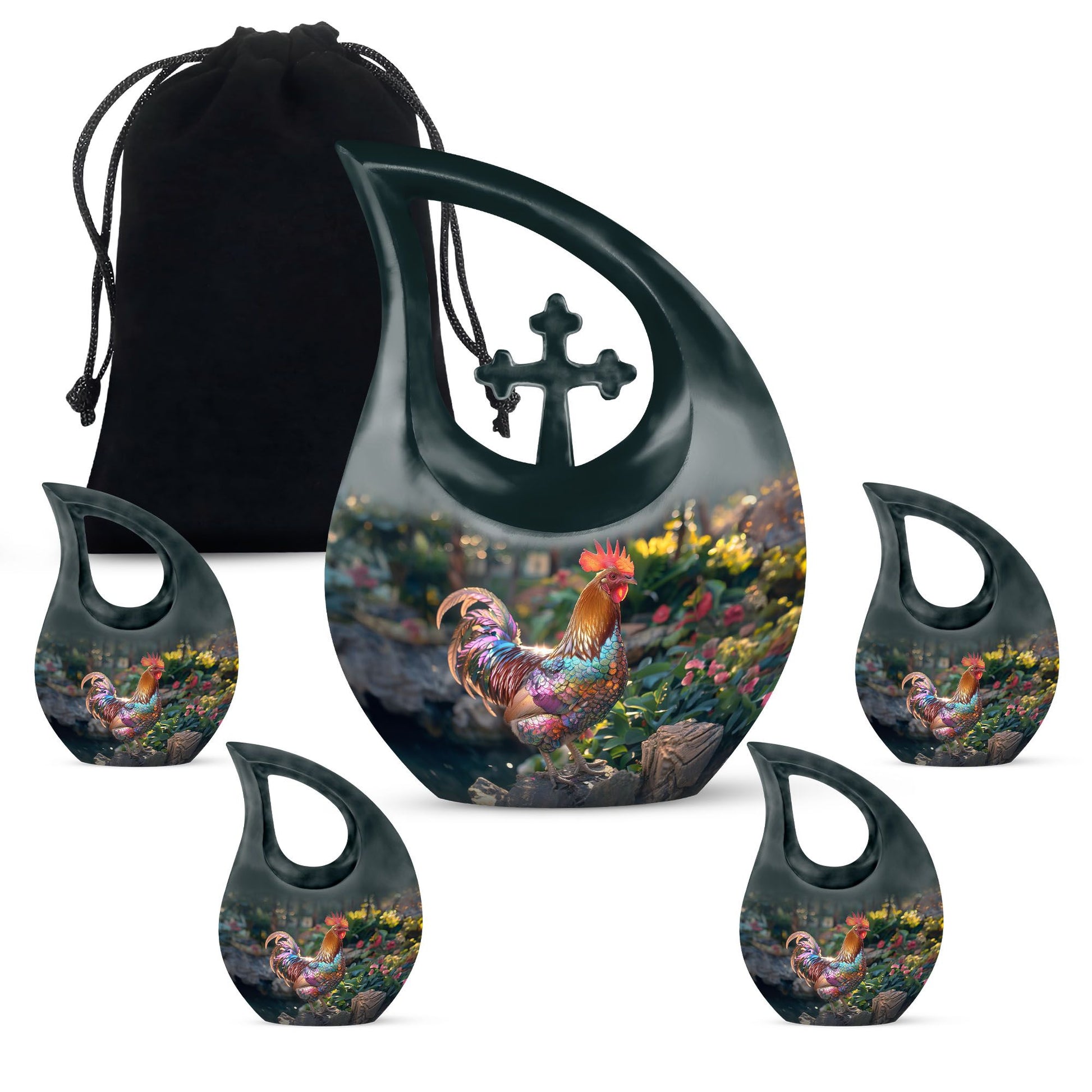 Solemn Memories Chicken Themed Cross Drop Memorial Urn