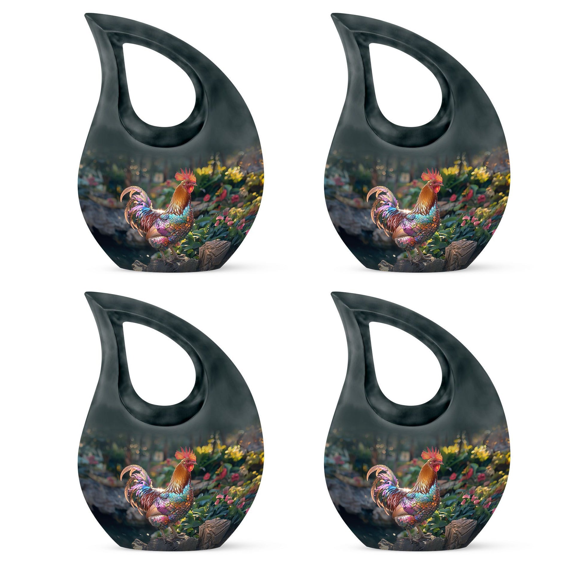 10-inch Chicken-themed Aluminium Cross Drop Large Urn for Affordable Cremation