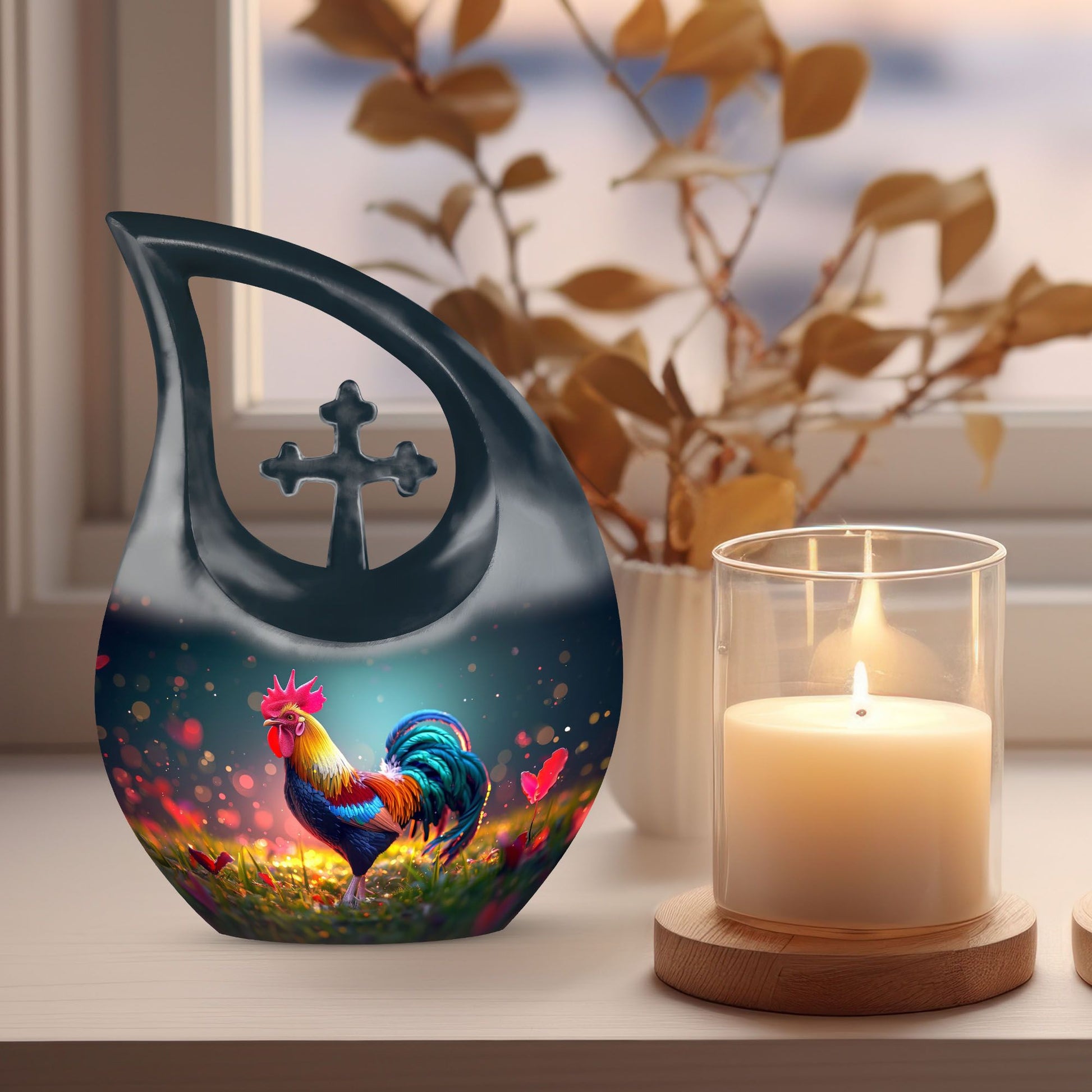 10-inch Chicken theme keepsake urns for human ashes