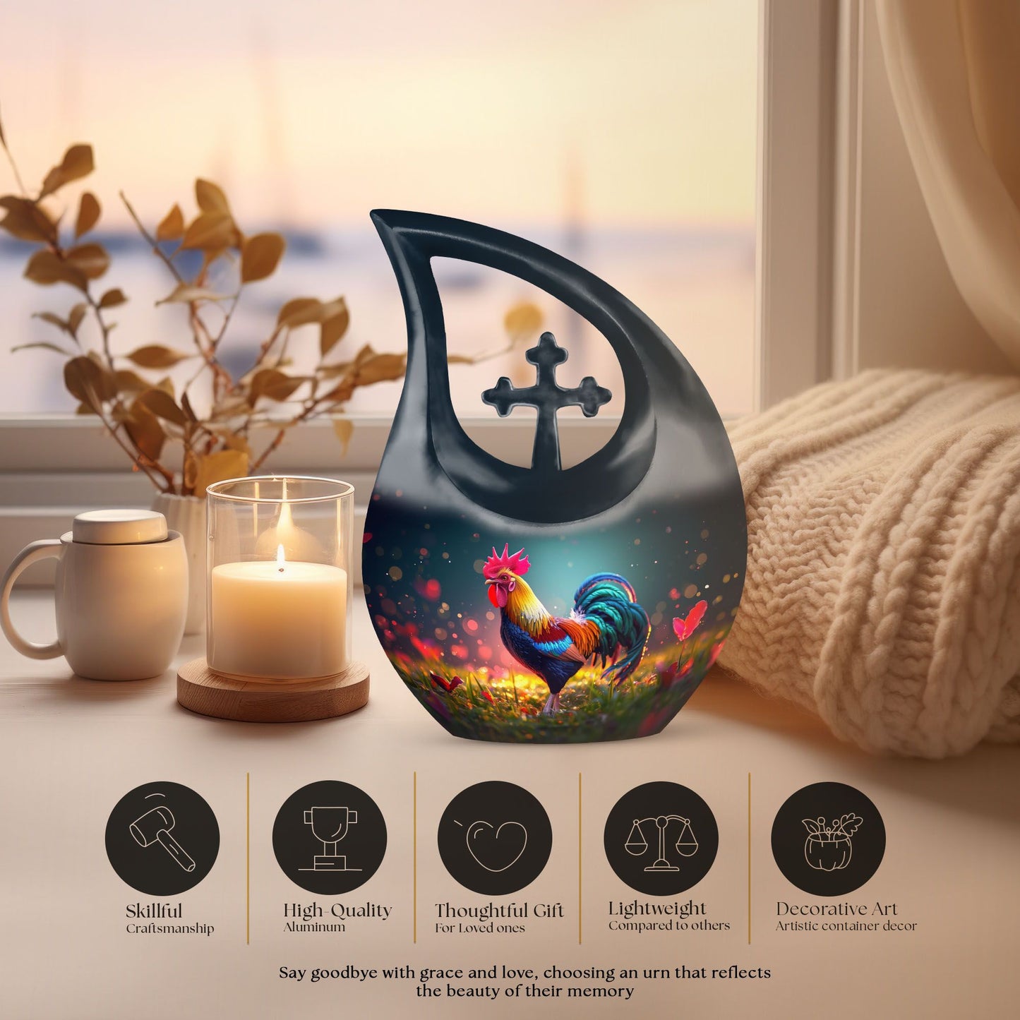 10-inch Chicken theme keepsake urns for human ashes