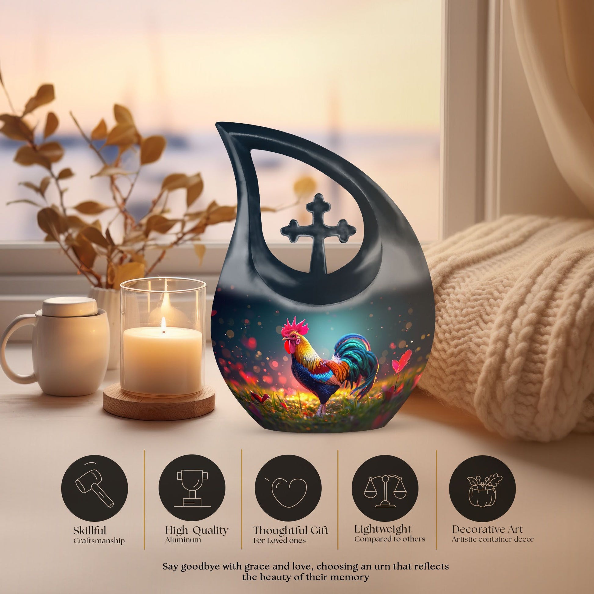 10-inch Chicken theme keepsake urns for human ashes