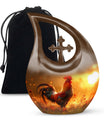 10 inch Chicken themed Cross Drop design Memorial Urn 