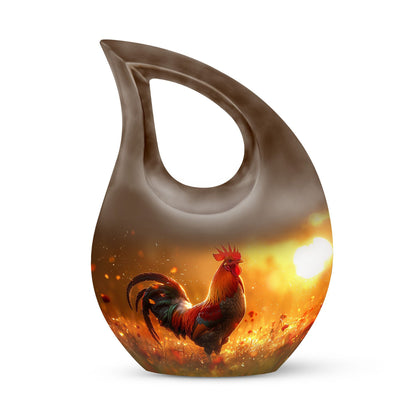 10 inch Chicken themed Cross Drop design Memorial Urn 