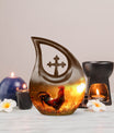 10 inch Chicken themed Cross Drop design Memorial Urn 