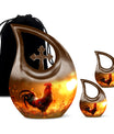 10 inch Chicken themed Cross Drop design Memorial Urn 
