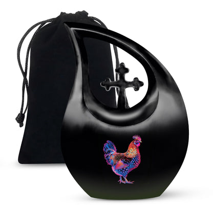 10-inch Chicken theme Cross Drop Design Custom Urn
