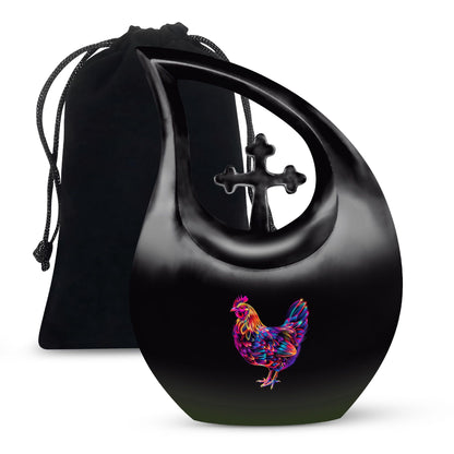 10-inch Chicken themed Cross Drop Mini urn,
