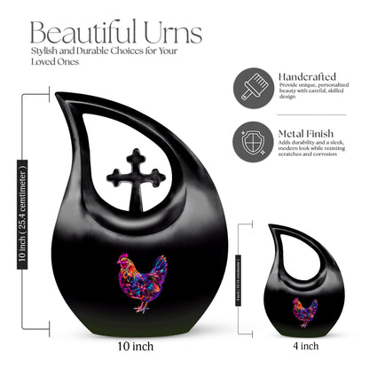 10-inch Chicken themed Cross Drop Mini urn,