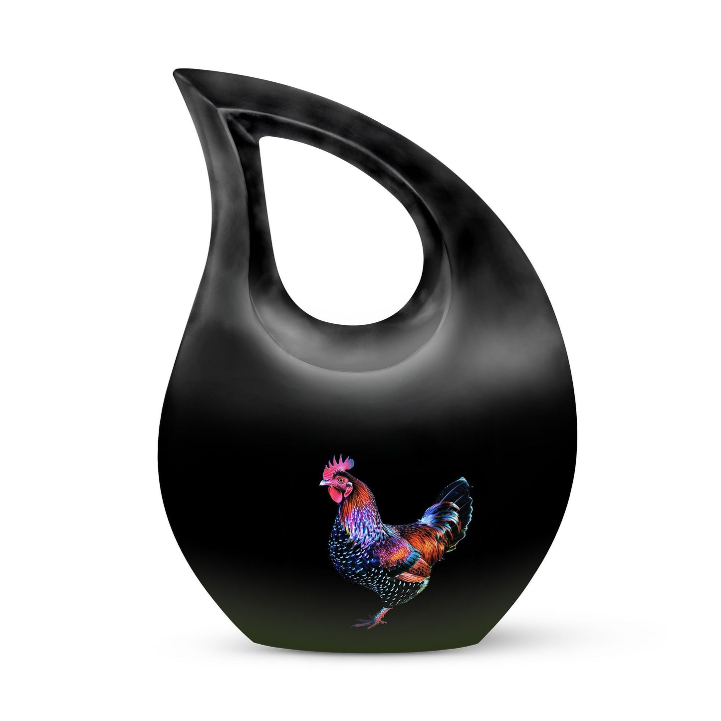 10-inch affordable Chicken urn designed with Cross Drop, suitable for burial or cremation