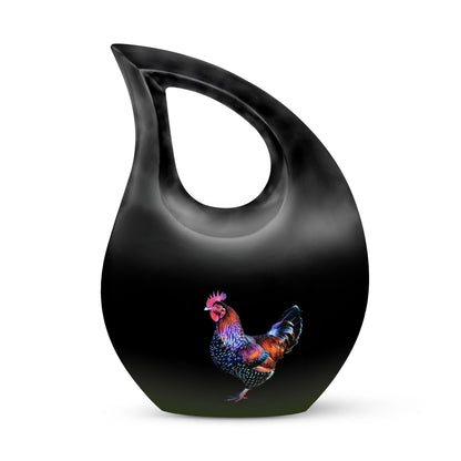 10-inch affordable Chicken urn designed with Cross Drop, suitable for burial or cremation