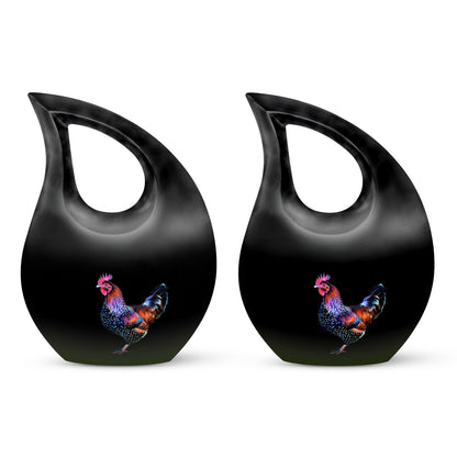 10-inch affordable Chicken urn designed with Cross Drop, suitable for burial or cremation