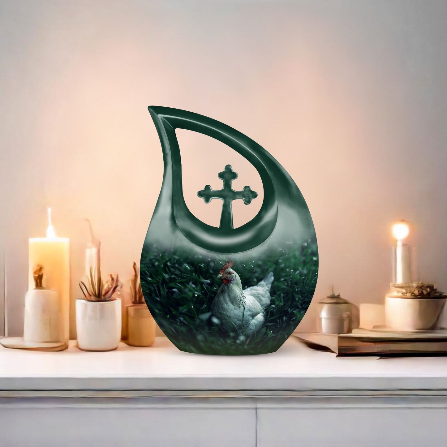 Chicken themed Cross Drop Urn