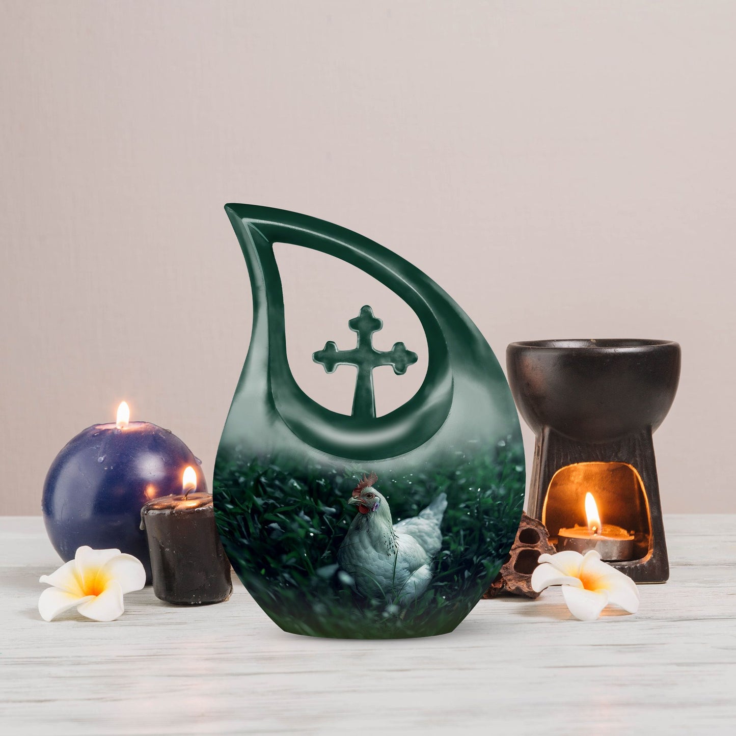 Chicken themed Cross Drop Urn