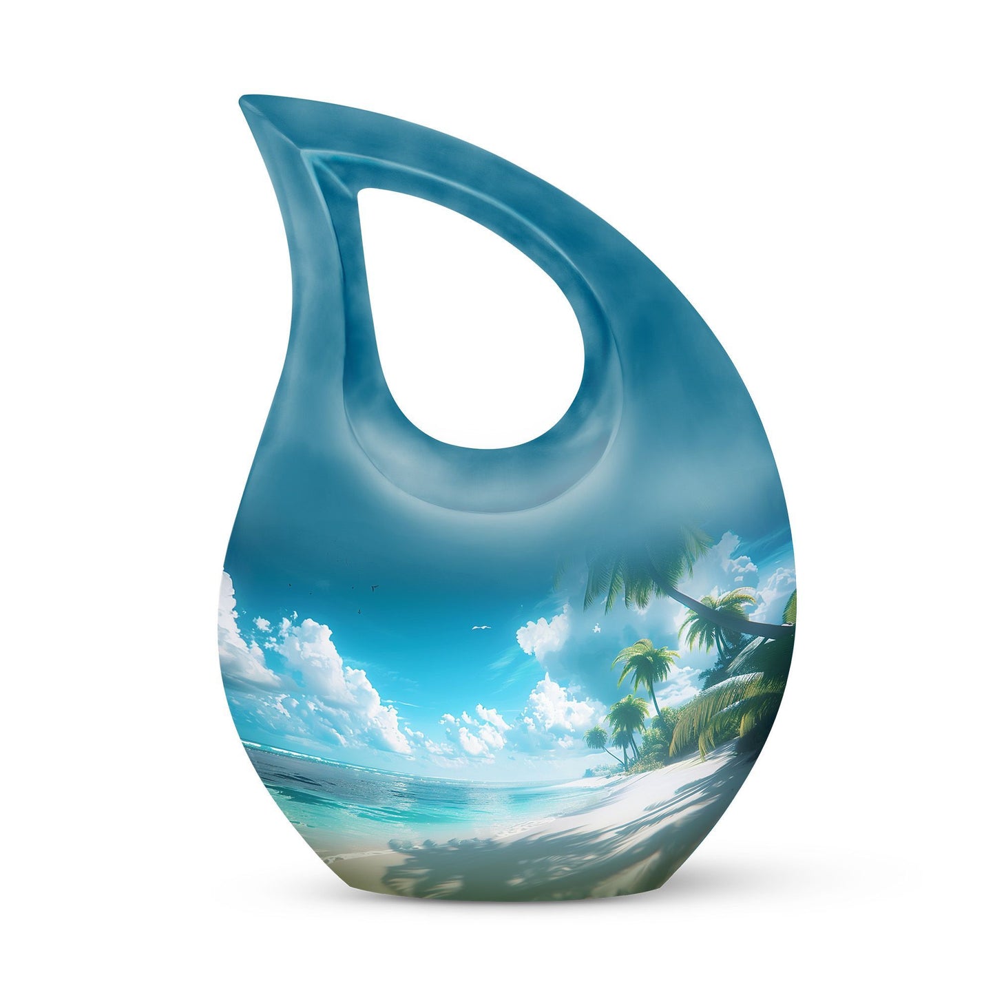 Affordable 10-inch Beach Urn with Cross Drop Design and Personalized Engraving Option