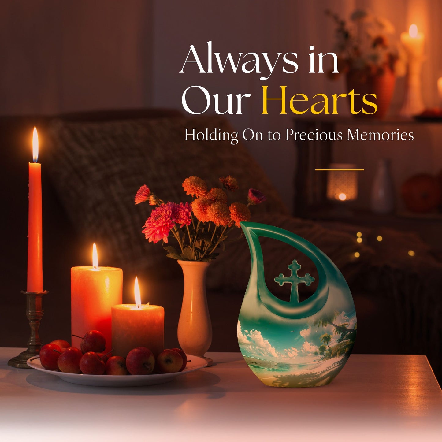 Affordable 10-inch Beach Urn with Cross Drop Design and Personalized Engraving Option