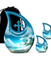 Beach Themed Cross Drop - Large and Affordable Burial and Cremation Memorial Urn