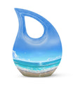 10-inch Beach Urn with Cross Drop design for ashes, includes velvet pouch