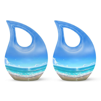 10-inch Beach Urn with Cross Drop design for ashes, includes velvet pouch