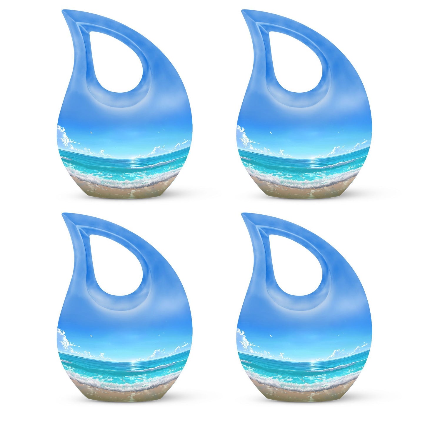 10-inch Beach Urn with Cross Drop design for ashes, includes velvet pouch