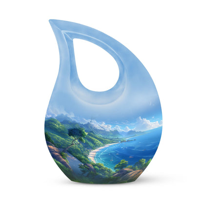 10-Inch Beach Urn with Cross Drop design, Memoriable Cremation Keepsake