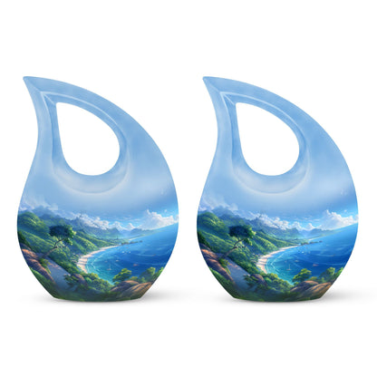 10-Inch Beach Urn with Cross Drop design, Memoriable Cremation Keepsake