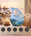 10-Inch Beach Urn with Cross Drop design, Memoriable Cremation Keepsake