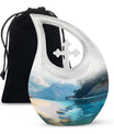 10-inch beach themed aluminium Cross Drop urn vase with velvet pouch