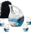 10-inch beach themed aluminium Cross Drop urn vase with velvet pouch