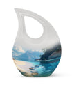10-inch beach themed aluminium Cross Drop urn vase with velvet pouch