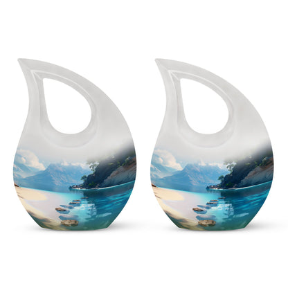 10-inch beach themed aluminium Cross Drop urn vase with velvet pouch