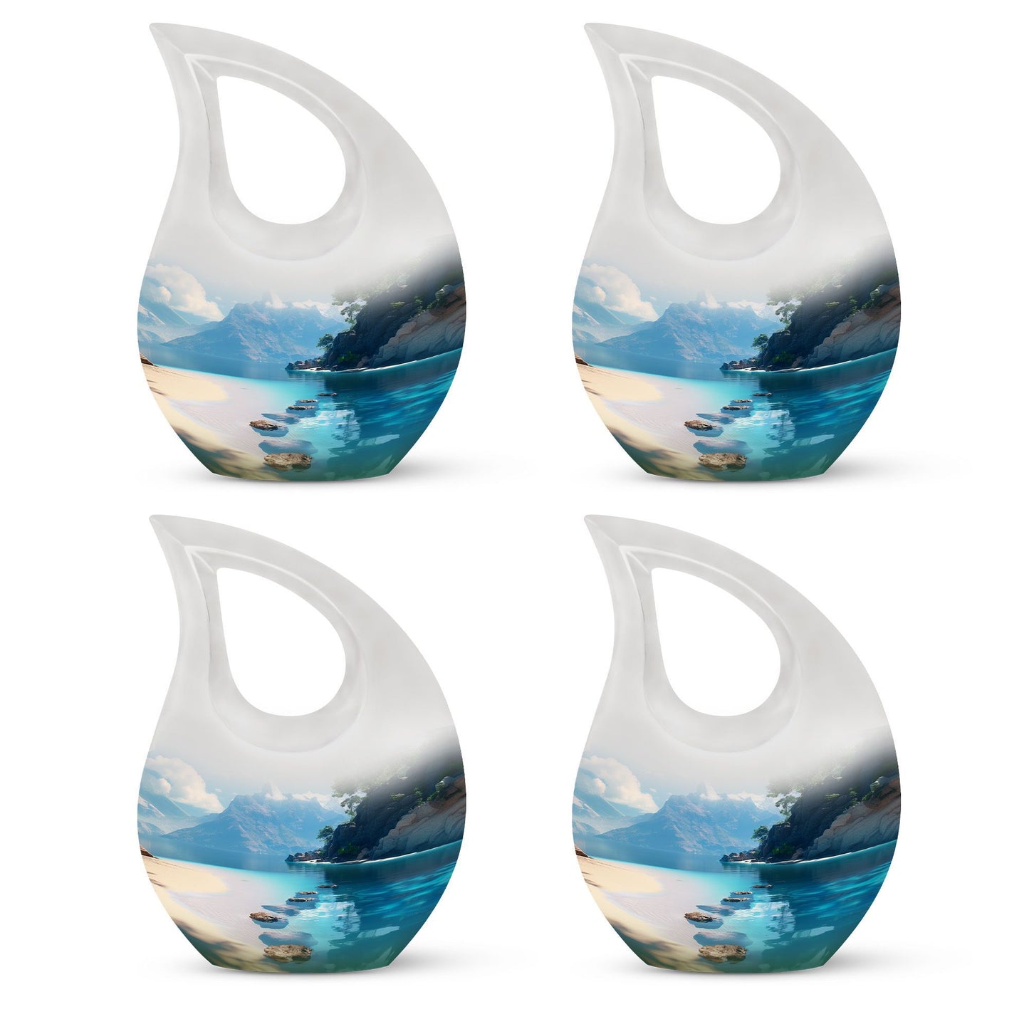 10-inch beach themed aluminium Cross Drop urn vase with velvet pouch