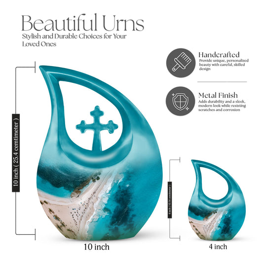 Beach Themed Cross Drop beach urn