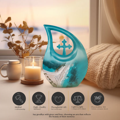 Beach Themed Cross Drop beach urn