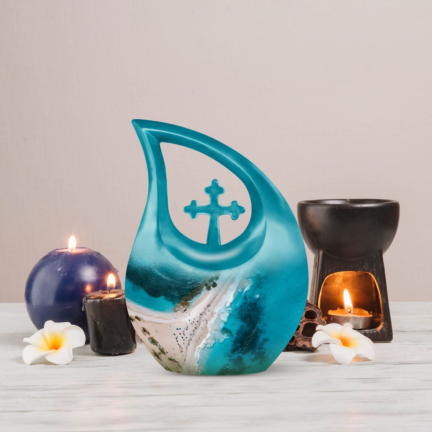 Beach Themed Cross Drop beach urn