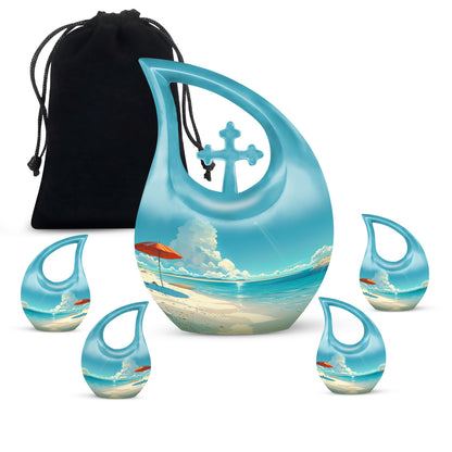 Beach Themed Cross Drop Cremation Urn