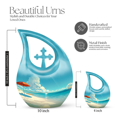 Beach Themed Cross Drop Cremation Urn