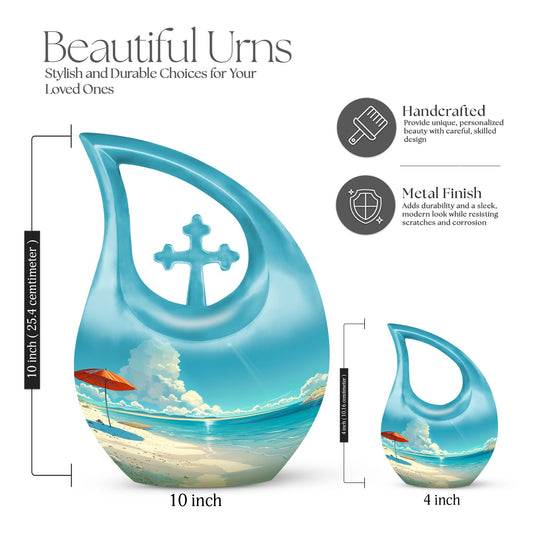 Beach Themed Cross Drop Cremation Urn
