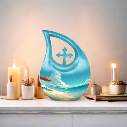 Beach Themed Cross Drop Cremation Urn