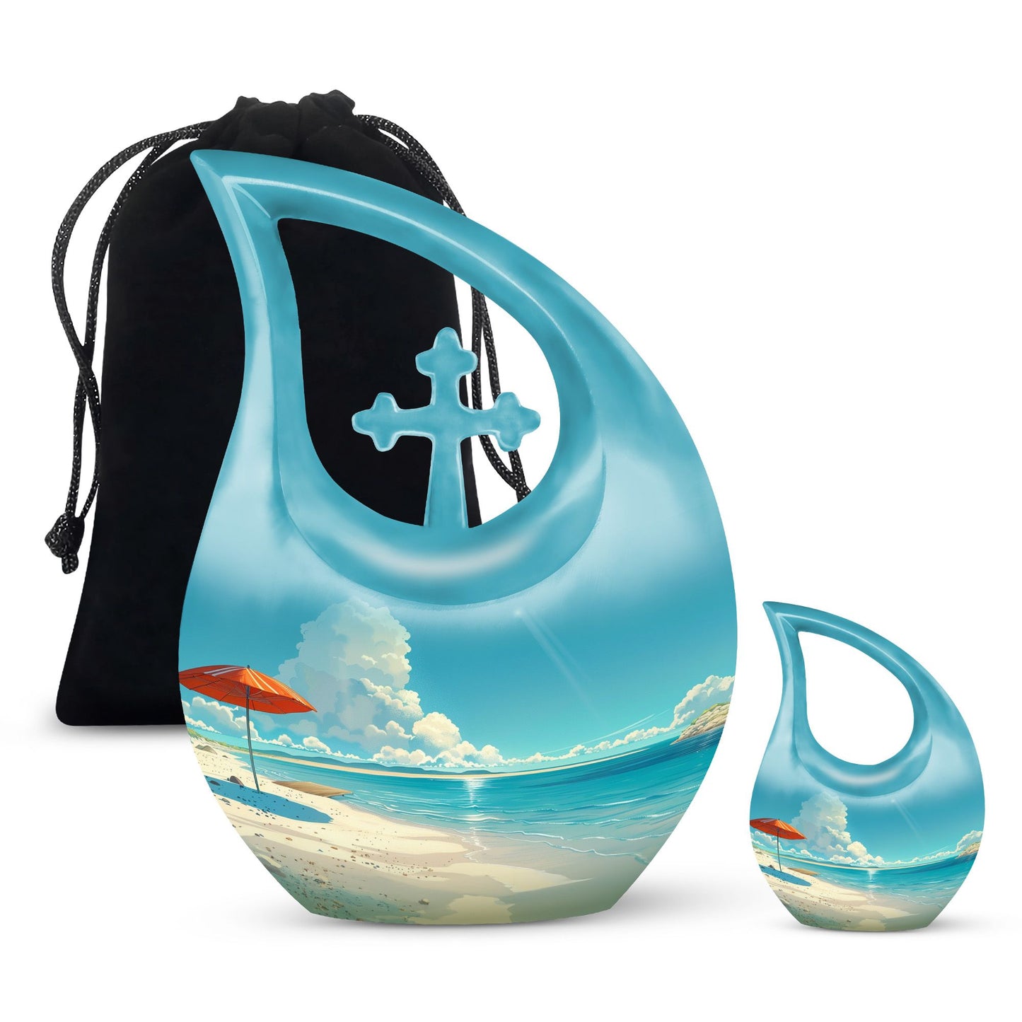 Beach Themed Cross Drop Cremation Urn