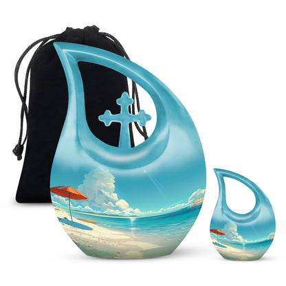 Beach Themed Cross Drop Cremation Urn