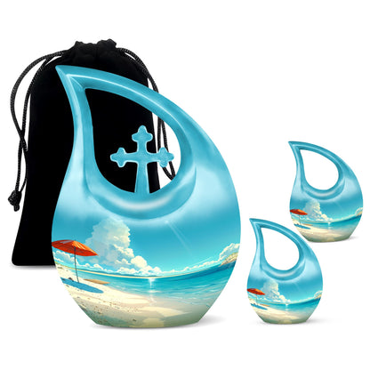 Beach Themed Cross Drop Cremation Urn