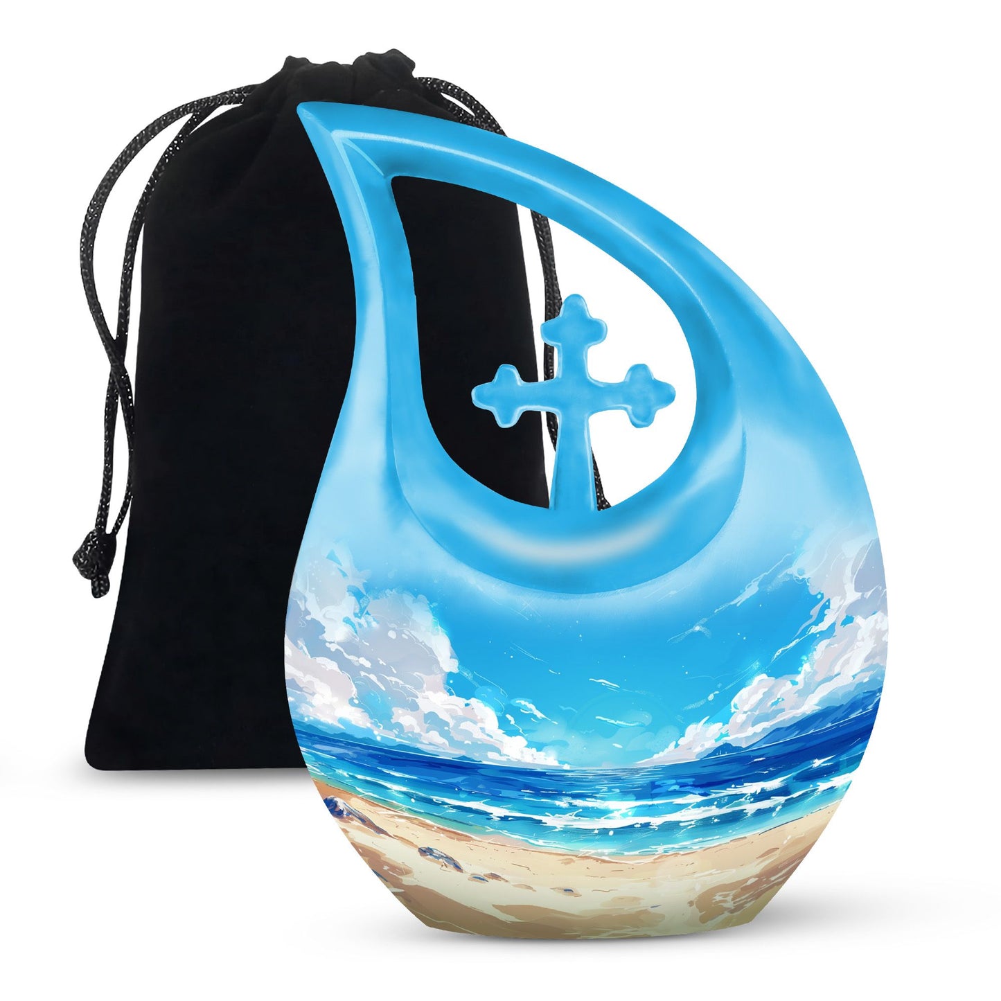 Beach Urn with Cross Drop design,