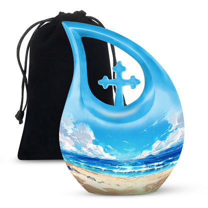 Beach Urn with Cross Drop design,